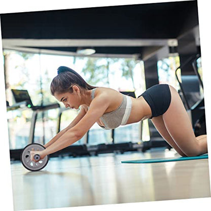 Portable Dual Wheel Ab Roller Multifunctional Home Fitness Equipment Ergonomic Handles Knee Pad for Men and Women for Abdominal Exercise and Stomach Strengthening