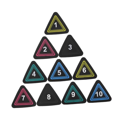 KICHOUSE 10pcs Triangle Agility Spot Markers with Numbers 1-10, Lightweight Non-Slip TPE Soccer Field Markers with Rounded Edges for Dance Practice and Exercise Drills