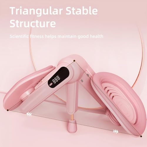 Thigh Trainer for Home Gym Workout, Pelvic Floor Muscle Exercise Devices with Adjustable Resistance for for Women Men, Inner Thigh Exerciser with Display and 20LB Resistance Band for Hip Leg Arm, Pink