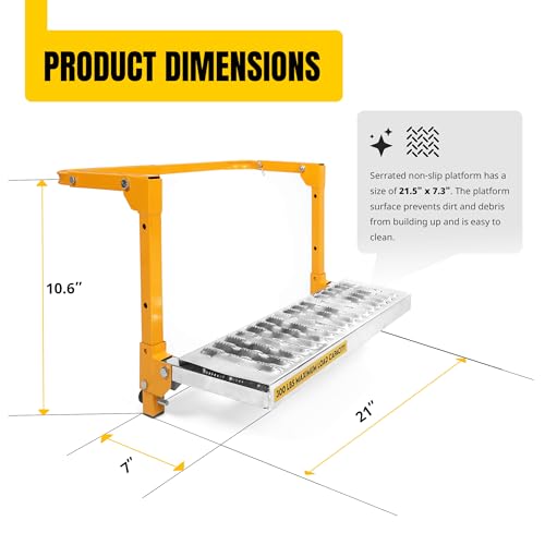 MAXXHAUL 50694 21-1/2" x 7.3" Adjustable Truck Tire Service Step with Non-Slip Platform Foldable 300-lb Capacity — Fits up to 31" Tire Diameter