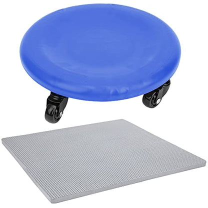4 Wheel Abdominal Exerciser, Abdominal Muscle Plate with Smooth PVC Wheels, Multi Directional Slide Disc for Core Workout, Includes Pad and Wheels for Home Fitness