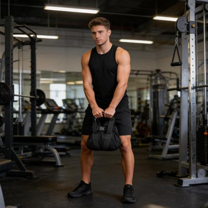 Adjustable Weight Sandbag, 0–35 Lbs Kettlebell Training Equipment, Portable Workout Bag with Handle for Fitness Strength Training Bodybuilding Yoga and Home Gym Exercise