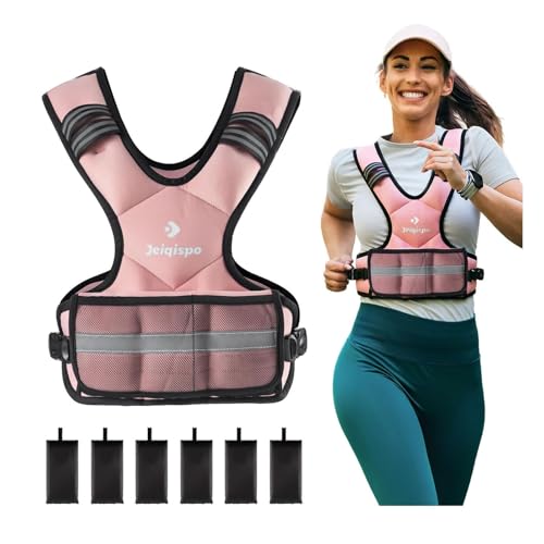 Adjustable Weighted Vest for Men and Women 4-10lb/11-20lb/20-32lb Vest with 6 Ironsand Weights, Adjustable Body Weight Vest Exercise Set for Strength Training,Cardio,Running, Walking - color: pink, size: 20-32lb