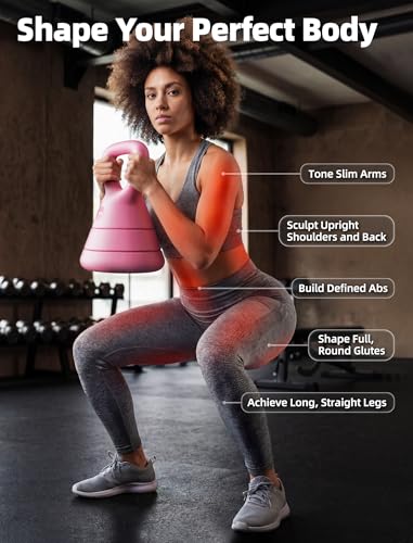 EAST MOUNT 15LB Adjustable Kettlebell Set – 3-in-1 (5/9/15 LB), Compact Adjustable Weights, Wide Triangle Handle and Wrist-Friendly Design for Home Gym, Full-Body Workouts and Strength Training - color: Pink