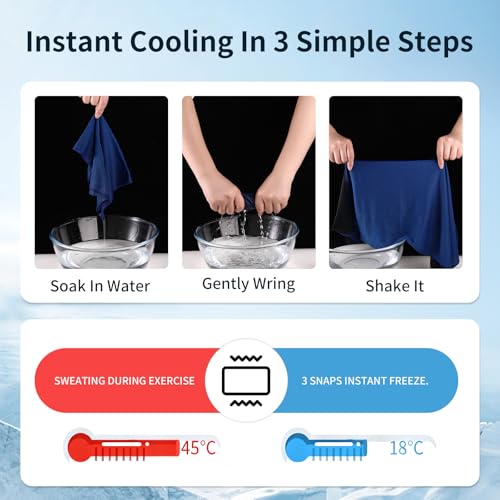 4 Pack Cooling Towels with Silicone Carry Cases, Microfiber Ice Towel for Yoga, Running, Gym, Workout, Sport, Fitness - Soft Breathable Chilly Towel Set with Cooling Neck Wraps & Gift Box