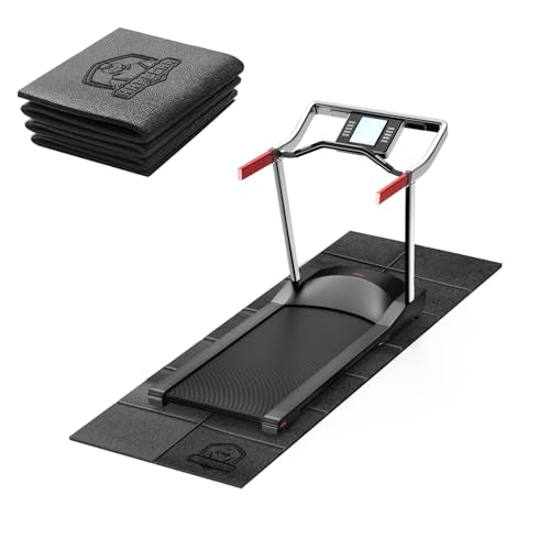 HAPBEAR Treadmill Mat, 55"x24"/68"x24"/79"x35.5" Non-Slip Foldable Exercise Equipment Mat for Walking Pad, Weight Bench, Noise Reducing Shock Absorbing Floor Protector for Home Gym, Carpet & Hardwood Floors - color: 68"L x 24"W x 0.2"Th-Black