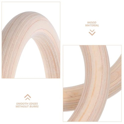 Healifty Wood Gymnastic Rings Set 2pcs with Adjustable Straps for Full Body Strength Training and Pull up Workout Home Fitness Equipment