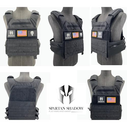 Weighted Vest Men 20lbs with weights : Curved Weight Vest Plates Pair Included - 20 Pounds workout vest with phone pocket. 20lb Weighted Vest for Men and Women with adjustable weights - Chaleco con peso para entrenar- Murph Vest, Wods, Training, Running,