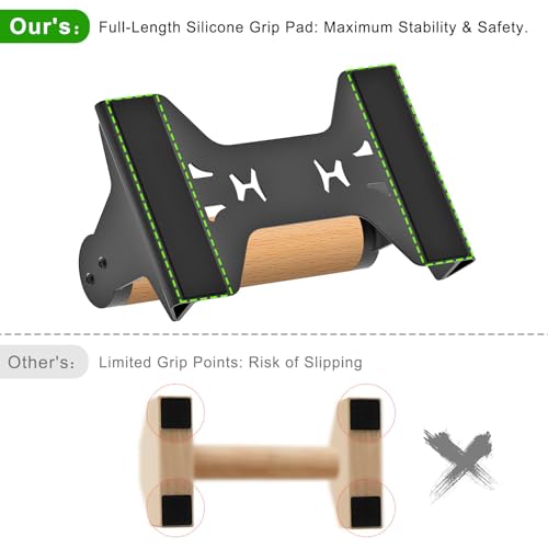 SELEWARE Wood Push Up Bars Steel Calisthenic Parallette Bars Handstand Bars - color: C: Wood Grip (7.3"L x 4"H)