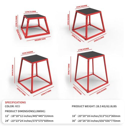 12/18/24/30 Inch Steel Plyometric Jumping Box, Anti-Slip Step Platform Jump Box for Strength and Conditioning Training, Exercise Jump Boxes for Home Gym
