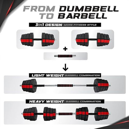 Yes4All Upgraded 44lbs/66lbs Pair Adjustable Weights Dumbbells Set, Free Weights Dumbbells Set with Connector, Cement Mixture