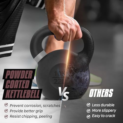 Yes4All Powder Coated Cast Iron Kettlebell, Single Deep Blue, 40 KG / 88 LB - color: Brown, style: A. Single