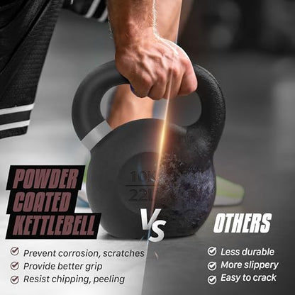 Yes4All Powder Coated Cast Iron Kettlebell, Single Deep Blue, 40 KG / 88 LB - color: Brown, style: A. Single