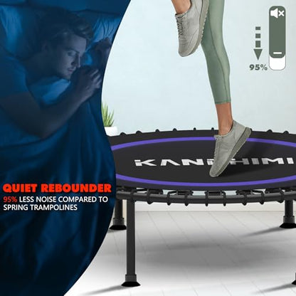 450/550LBS Mini Rebounder Trampoline for Adults with Bar, 40" /48" Fitness Trampoline Adjustable Foam Handle, Stable&Quiet Exercise Rebounder for Adults Indoor/Outdoor Workout(Purple, 550LBS)