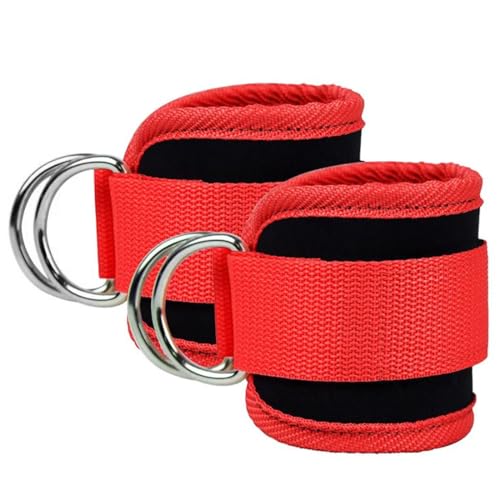 Ankle Straps Ankle Resistance Bands Wrist Cuffs Padded Straps Adjustable Fitness Glute Kickback D-Ring for Cable Machine Gym Foot Leg Training Brace Support 1 Pair - color: red