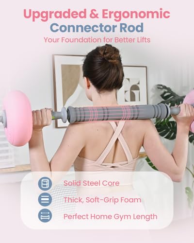 kisnbld Adjustable Dumbbell Set, 35/45/62LBS SoftShell Weight Set with Connector 4-IN-1 Dumbbell Set Used as to Barbell & Kettlebell for Home Gym, Fitness Exercise for Men Women Beginners - color: Pink-35 LB
