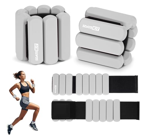 Wrist and Ankle Weights for Women & Men 2 Pack (1lb Each), Adjustable Silicone Wearable Arm & Leg Weights for Pilates, Gym, Yoga, Cardio, Strength Training - color: Grey