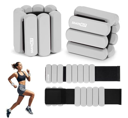 Wrist and Ankle Weights for Women & Men 2 Pack (1lb Each), Adjustable Silicone Wearable Arm & Leg Weights for Pilates, Gym, Yoga, Cardio, Strength Training - color: Grey