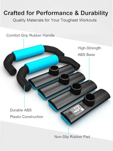 Push Up Bars Strength Training - Pushup Handles With Rubber Grip, Home Fitness Equipment with Anti-Slip Sturdy Structure Floor Workouts Push Up Stands for Man Women - color: Blue-with Counter