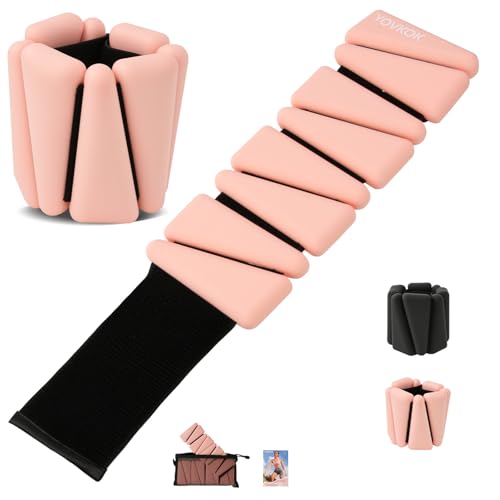 YOVKOK Ankle Weights for Women, 4 LBS Pair 2LB Each - color: Flesh Pink