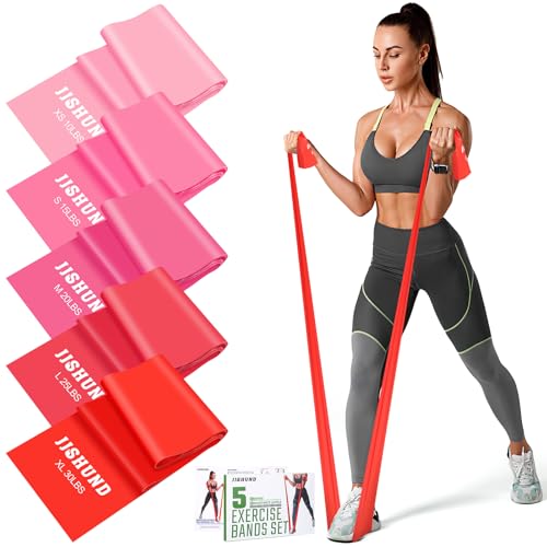 5 Pcs Resistance Bands, Professional Exercise Bands Elastic Stretch Bands for Fitness Yoga Pilates Stretching Strength Training, Workout Bands for Women and Men Home Gym - color: Gradient red, size: 1.5m