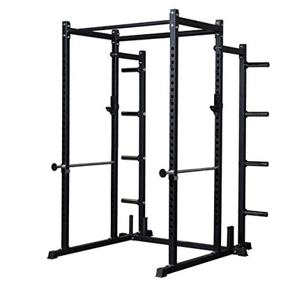 REP Fitness PR-1100 Power Rack Home Gym System, Squat Cage with Attachment Compatibility Multi-Grip Pull Up Bar, Adjustable J Cups, Extended Safeties, 700 lb Capacity, Strength Training Equipment - style: Power Rack + Weight Storage