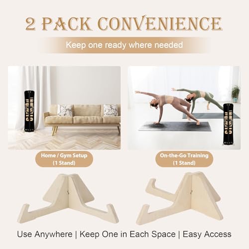 2 Pack Wooden Balance Board Stand, Display Rack and Storage Holder for Balance Trainer and Wobble Board, Stable Organizer for Home Gym, Surf Training and Yoga Practice, 10 x 7.5 x 4 Inch