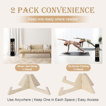2 Pack Wooden Balance Board Stand, Display Rack and Storage Holder for Balance Trainer and Wobble Board, Stable Organizer for Home Gym, Surf Training and Yoga Practice, 10 x 7.5 x 4 Inch