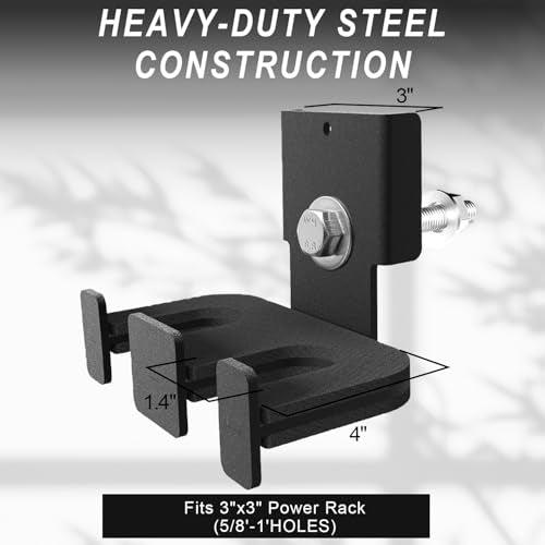 Rack-Mounted Olympic Barbell Holder for 2x2 & 2x3 Power Racks, No Drilling Required – Heavy-Duty Steel Storage with Protective Padding, Space-Saving Gym Equipment - color: 2in1(fit 3x3"power racks)