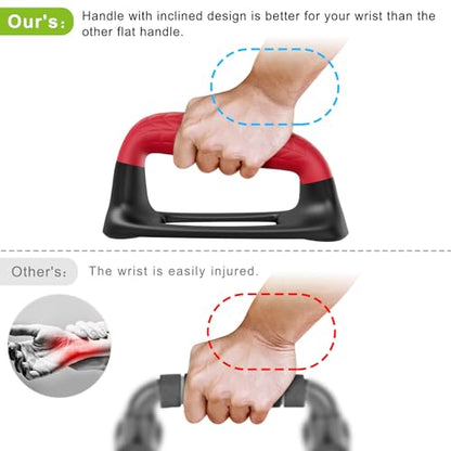 SELEWARE Push Up Bars Pushup Stands Push Up Handles w/Soft Rubber Handles - color: B: Black & Red