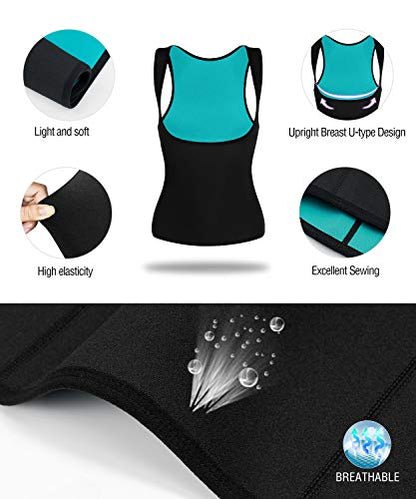 Women Neoprene Sweat Vest for Women Sauna Suit Hot Sweat Waist Trainer Vest Slimming Body Shaper - color: Black, size: Medium