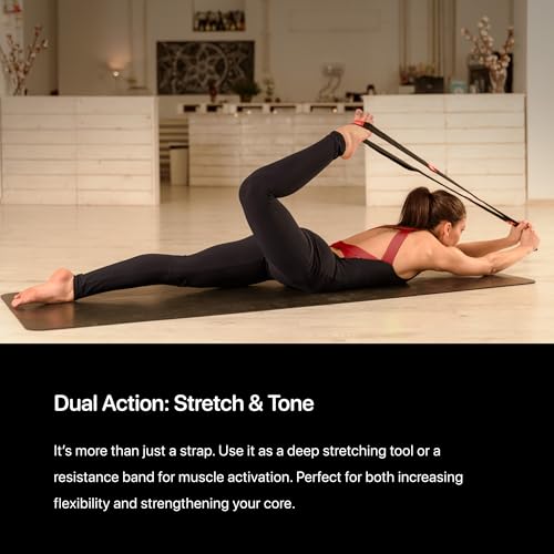YOGA-EVO Elastic Stretching Strap with Loops for Physical Therapy - Stretch & Activate Muscles - Increase Mobility & Recovery - Soft Cotton & Spandex - Includes Carrying Pouch & Video Exercises