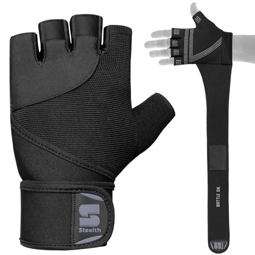 Stealth Sports Weight Lifting Gloves with Wrist Wrap Support Padded Palm Protection Exercise Gym Workout Gloves Men & Women Training Fitness Weightlifting Bodybuilding,E9 - color: Black, size: Small