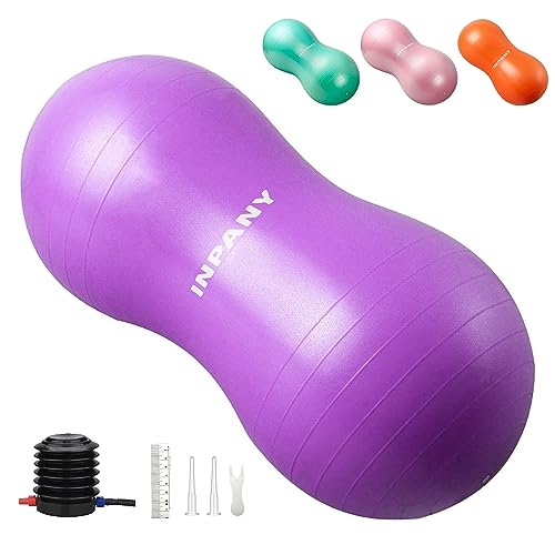 INPANY Peanut Ball - Anti Burst Exercise Ball for Labor Birthing, Physical Therapy for Kids, Core Strength, Flexible Seating, Home & Gym Fintness, Sensory Chair Wiggle Seat for Boys and Girls - color: Purple