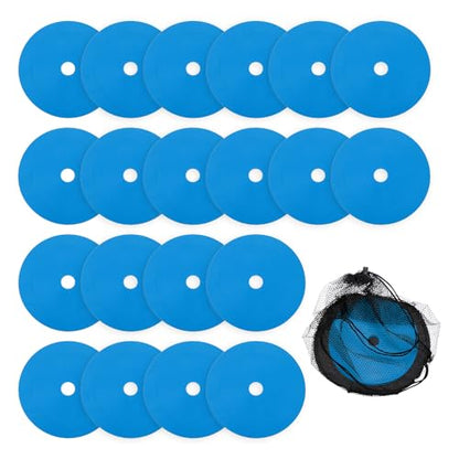 Flat Cones Spot Markers, Non-Slip Spot Marker Agility Dot Soccer Cones with Drawstring Bags - color: Blue