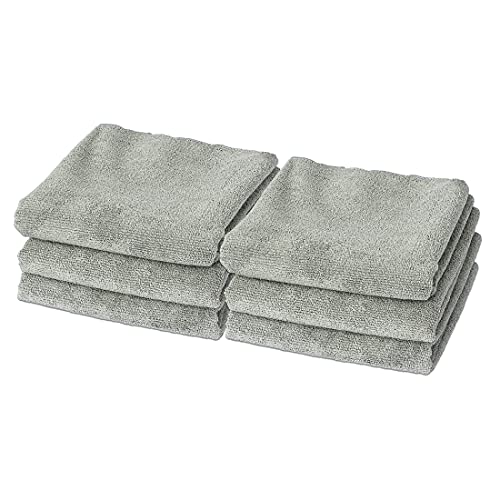 Microfiber Gym Towels, Super Absorbent & Quick Drying Sweat Towels for Fitness, Sports, Yoga, Workout, Sauna, Face & Equipment, Soft & Reusable,16x27 Inches, 6-Pack, Gray