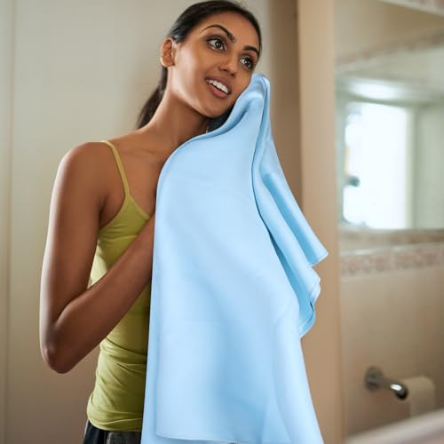 5 Pcs Microfiber Gym Towels Quick Dry Camping Towel for Women Men Gym Sweat Sports Towel for Yoga Tennis Running Swimming Exercise Working Out(Blue,23.6 x 47.2 '')