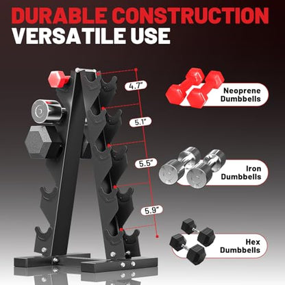 PAPABABE Hex Dumbbell Set with Rack, 85-560lb Rubber Encased Dumbbell Free Weights Dumbbells Set with Storage Rack, Hand Weights Set for Strength Training - style: 120lb (15, 20, 25lb)x2& Rack