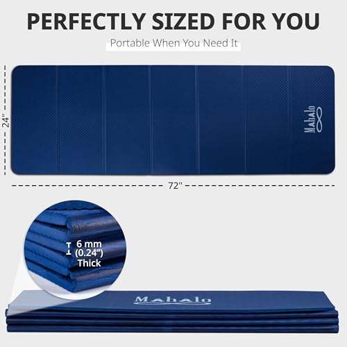 Foldable Yoga Mat + Carry Bag, 6mm 7-fold Workout Mat, Easy to Store, Anti-Slip Folding Exercise Mat for Yoga, Pilates, Home Workouts, and Floor Exercises