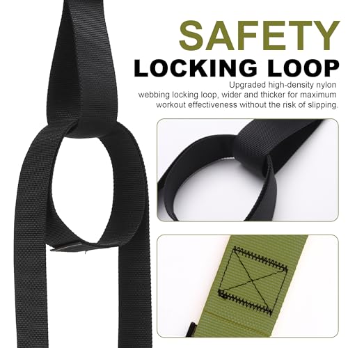 Home Resistance Training Kit with Adjustable Suspension Straps for Workouts - color: Army Green