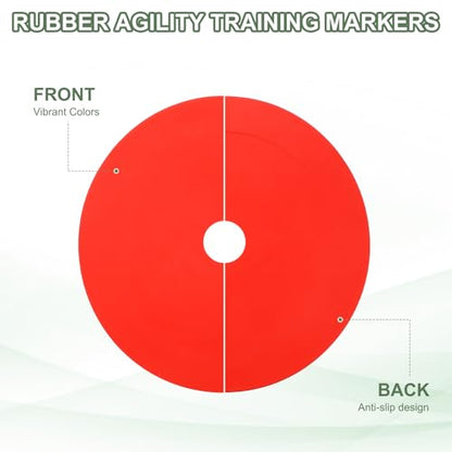 Flat Cones Spot Markers, Non-Slip Spot Marker Agility Dot Soccer Cones with Drawstring Bags - color: Red
