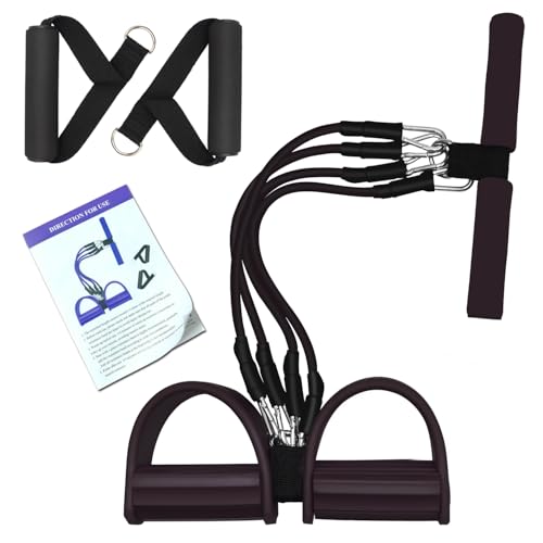 Pedal Resistance Band, 4-Tube Elastic Pull Rope, Sit-up Equipment, Yoga Strap Bodybuilding Expander, Exercise Bands, Fitness Equipment for Abdomen, Waist, Arm, Leg Stretching Slimming Training - color: Black