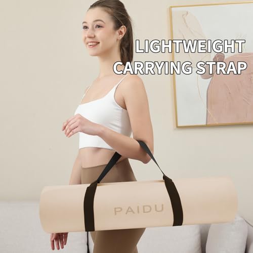 PAIDU Yoga Mat Non Slip Anti-tear,extra thick-2/5 inch（10MM）High Resiliency Professional POE Yoga Mats for Women Men Kids,72"x24"inch,Workout, Yoga, Pilates and Floor Exercise, with Carrier Strap