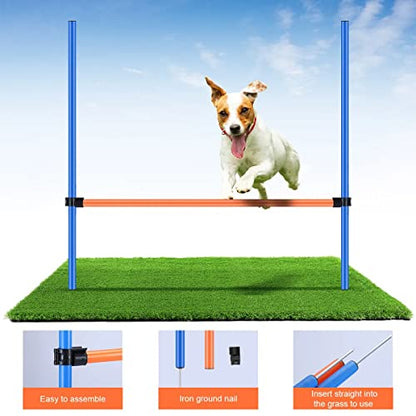 PAWISE Dog Agility Training Equipment,Pet Training Hurdles & Weave Poles Set with Adjustable Jump Bar,Outdoor Dog Obstacle Course for Backyard Exercise, Portable Dog Agility Kit for Shepherd Malinois