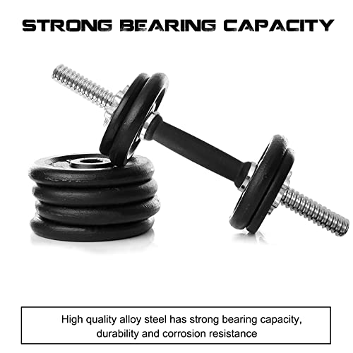 Threaded Dumbbell Rubber/Chrome Handles 1 Inch Pair, Adjustable Dumbbell Bar Handles, Fits Standard Weight Plates with 1” Diameter, for Gym Workouts, Exercise, Weightlifting, Sold in Pair