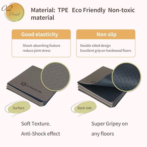 Primasole TPE Folding yoga mat Travel Double side Non-Slip Lightweight Pilates & Floor Workouts6mm thick Black Color PSS22NH013A