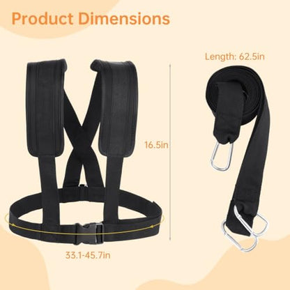 Power Drag Sled Harness Kit for Sprint Training, Tire Pulling, Adjustable Strap Workout Gear for Athletes and Strength Workouts