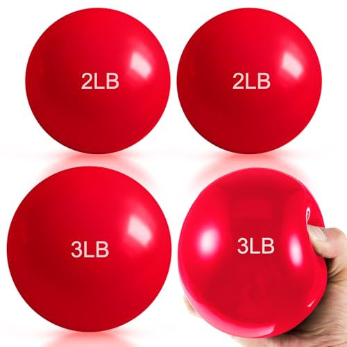 Halloscume 1 lb 2lb 3lb 4lb 5lb Weighted Toning Balls for Exercise, Innovations Soft Medicine Balls for Exercise, Pilates, Yoga, Balance, Flexibility - color: Red, size: 2 Lbs & 3 Lbs