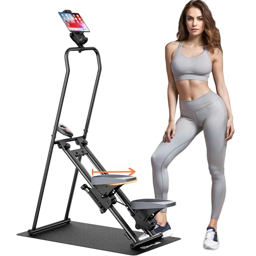 seanleecore Stair Stepper Machine for Home with Device Holder & Silicone Floor Mat, Extra-Long Non-Slip Pedals Vertical Climber Exercise Machine
