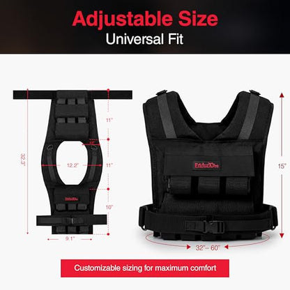 Weighted Vest for Men & Women | Adjustable Weight Vest 25 lbs/35 lbs/45 lbs with Removable Iron Weights, 1000D Cordura Weighted Training Vest for Rucking, Running & Strength Training - size: 25 lbs